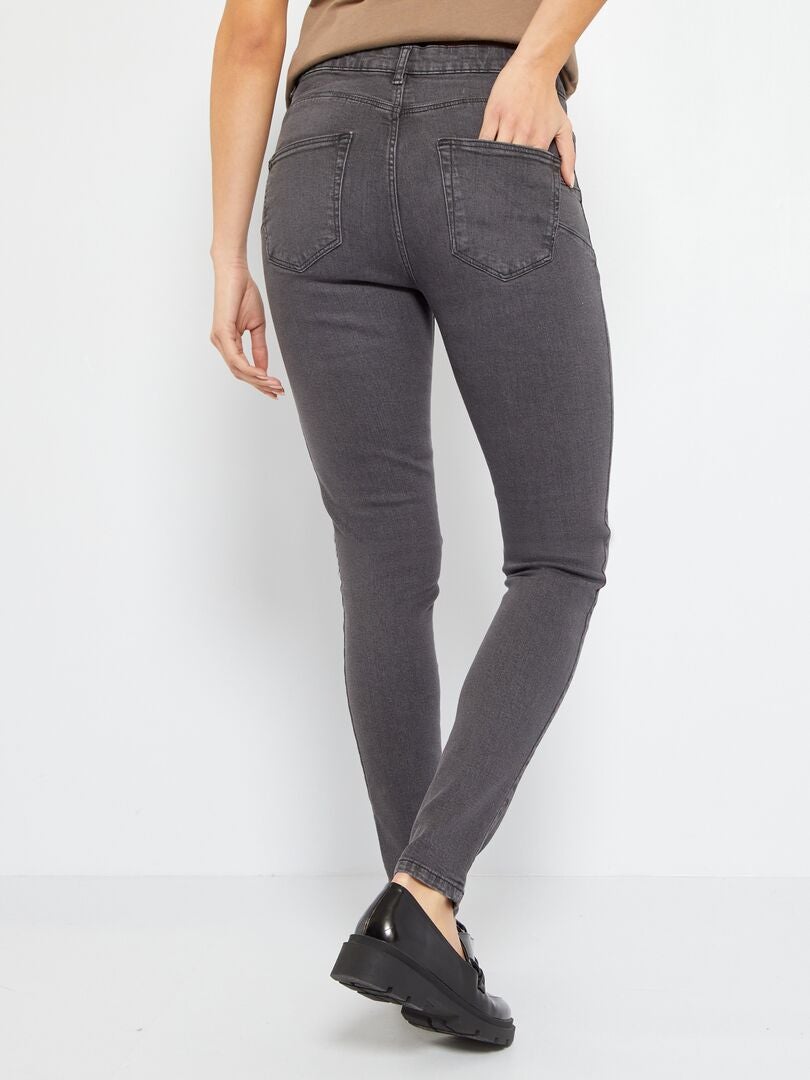 Jean skinny à taille très haute - L32 Gris - Kiabi