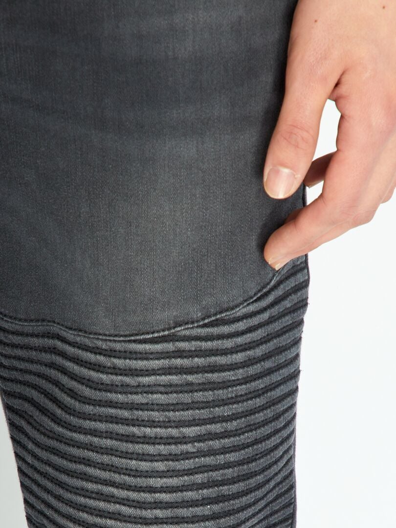 Jean skinny avec relief - L32 Noir - Kiabi