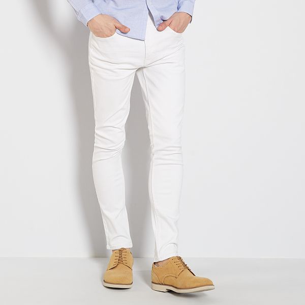 jean blanc homme large