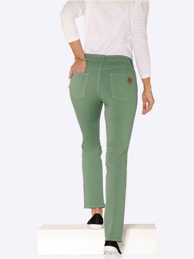 Jean skinny coupe parfaite avec empiècement au dos - taille courte - moda vilona Vert eucalyptus - Kiabi