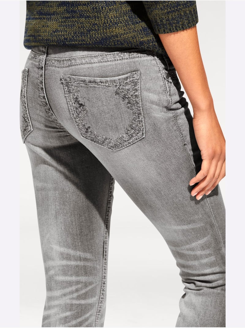 Jean Skinny Coupe Skinny - Taille Courte - Helline Gris - Kiabi