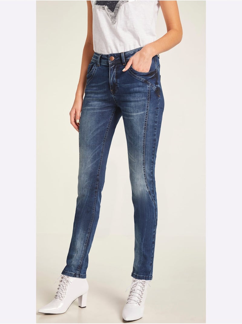 Jean Skinny Coupe Skinny Tendance - Taille Courte - Helline Bleu foncé - Kiabi