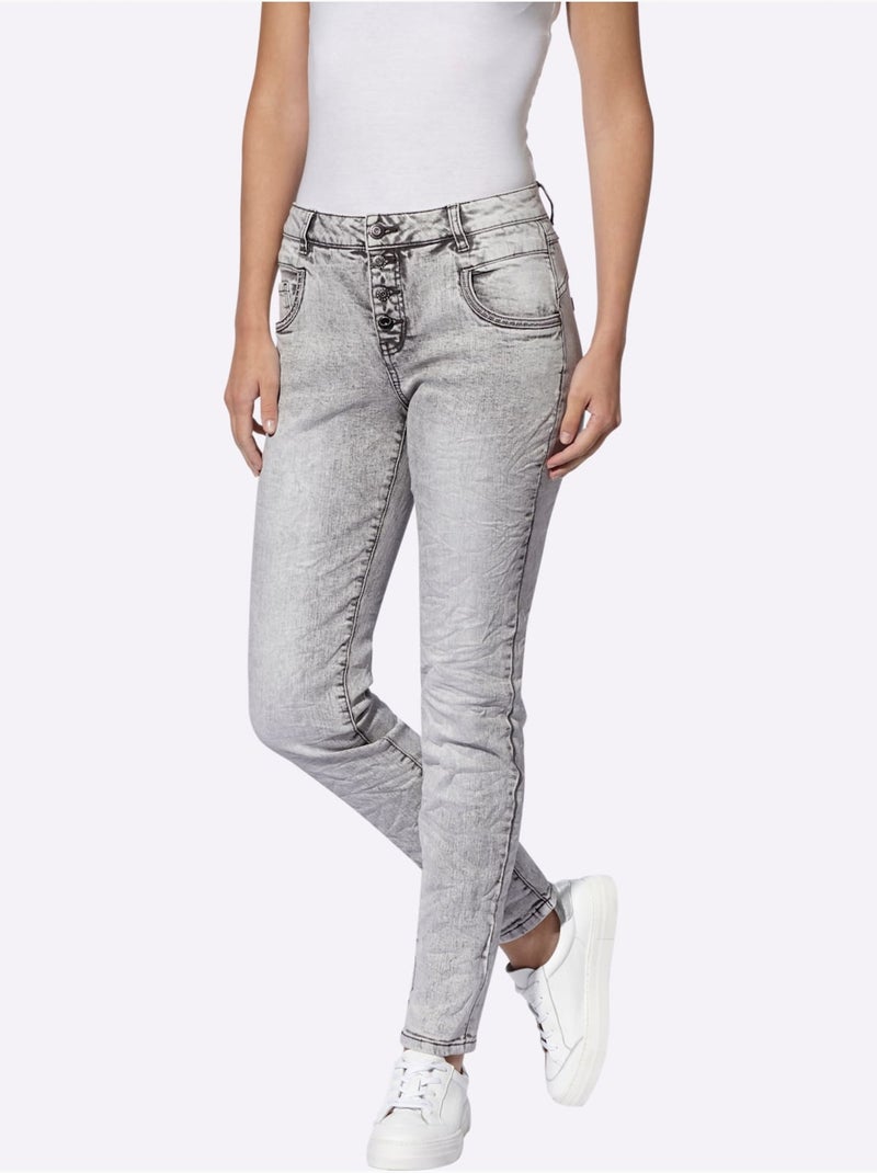 Jean skinny effet délavé moderne - taille standard - helline Gris Bleu - Kiabi