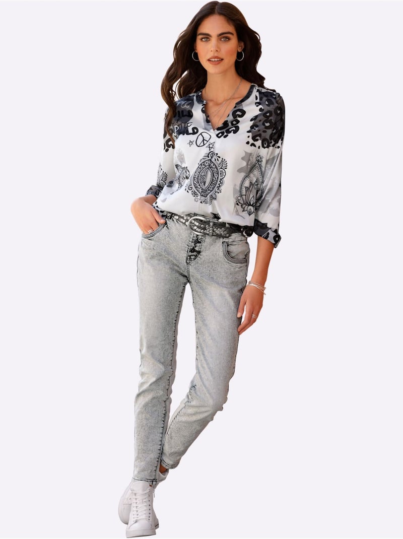Jean skinny effet délavé moderne - taille standard - helline Gris Bleu - Kiabi