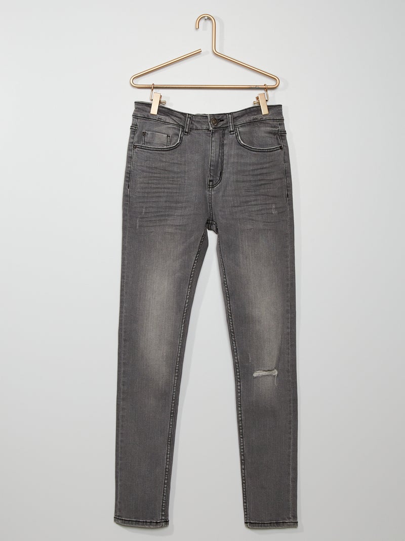 Jean skinny stretch destroy gris - Kiabi