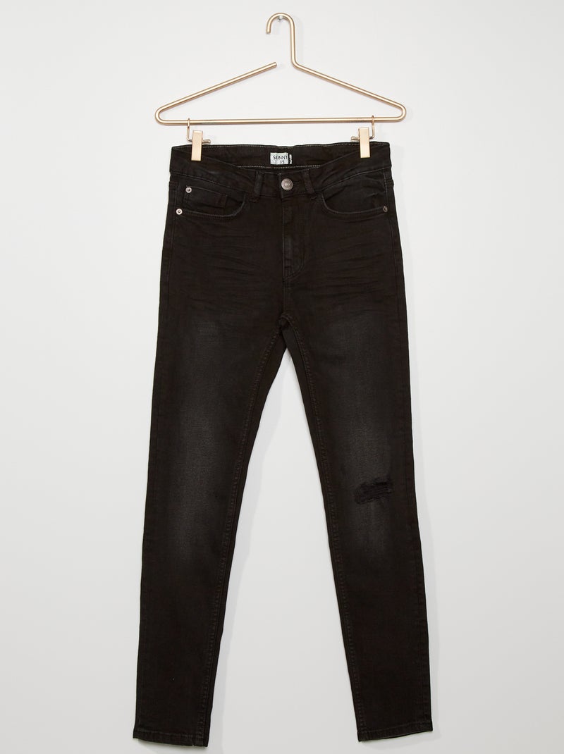 Jean skinny stretch destroy noir - Kiabi
