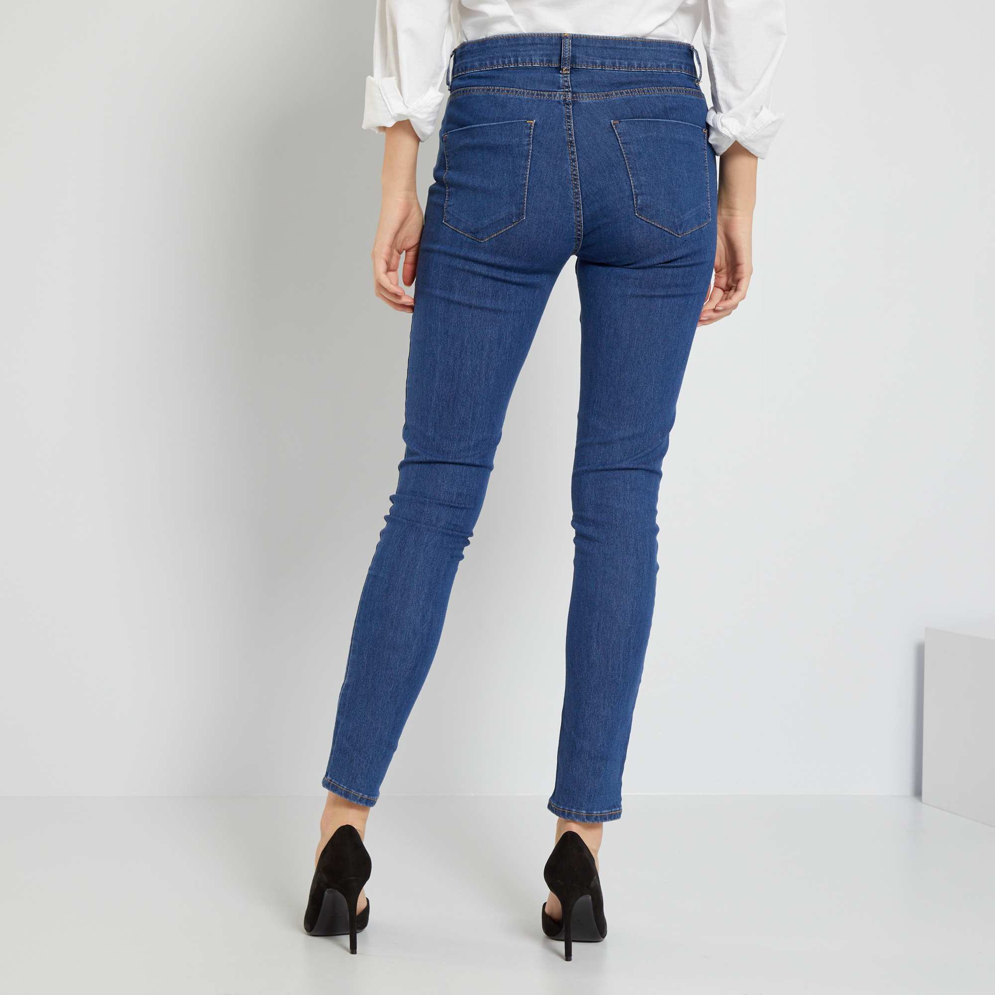 Jean Skinny Co Con U Femme Gris Fonc Kiabi