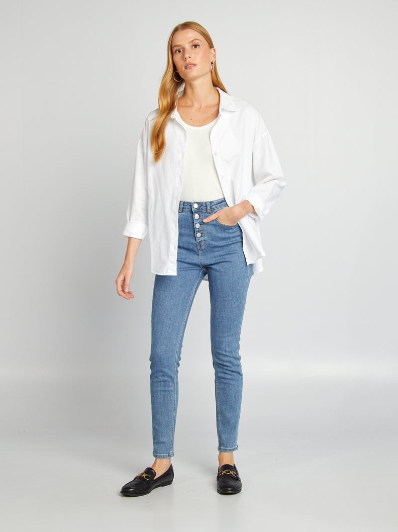 Jean skinny taille haute Bleu - Kiabi