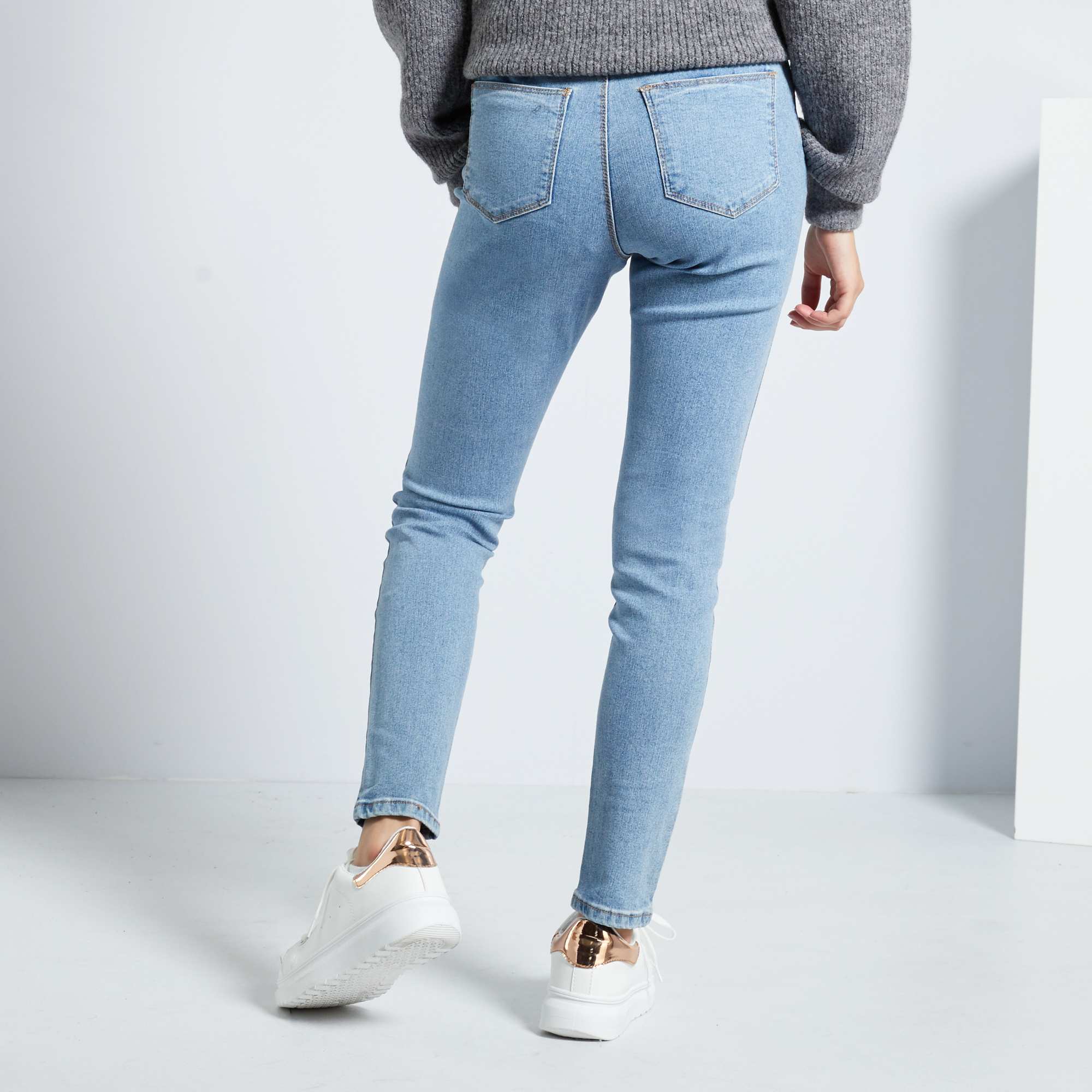 Jean Skinny Taille Haute Co Con U Fille Adolescente Kiabi