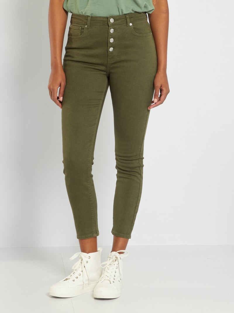 Jean skinny taille haute Kaki - Kiabi