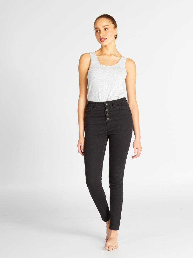 Jean skinny taille haute Noir - Kiabi