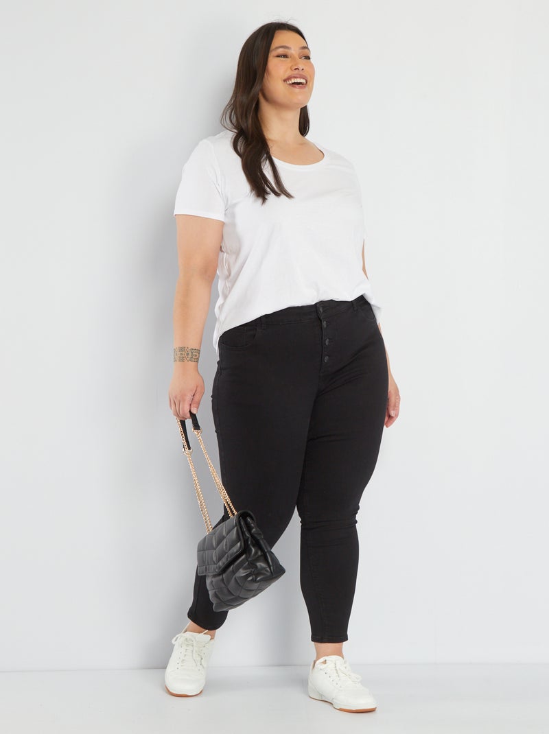 Jean skinny taille haute Noir - Kiabi