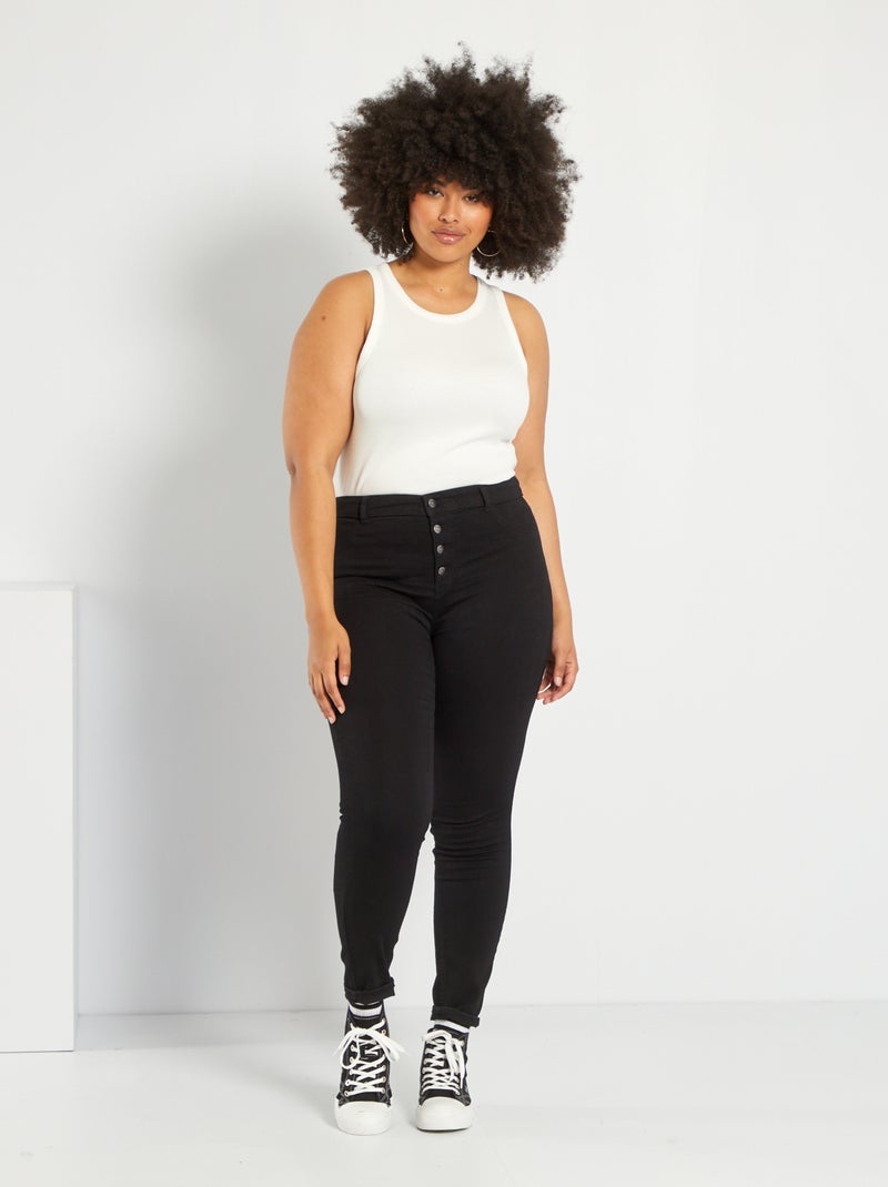 Jean skinny taille haute Noir - Kiabi