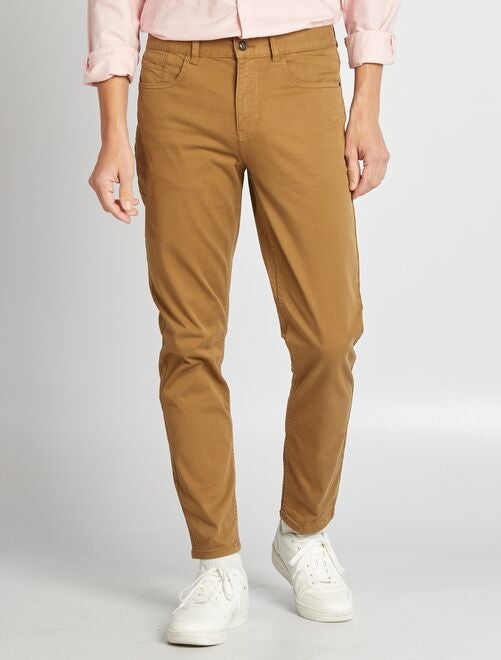 Pantalon Jean Marron Caroll Taille 38 (W28) - Coupe Slim Stretch, Taille Haute, Occasion TB état