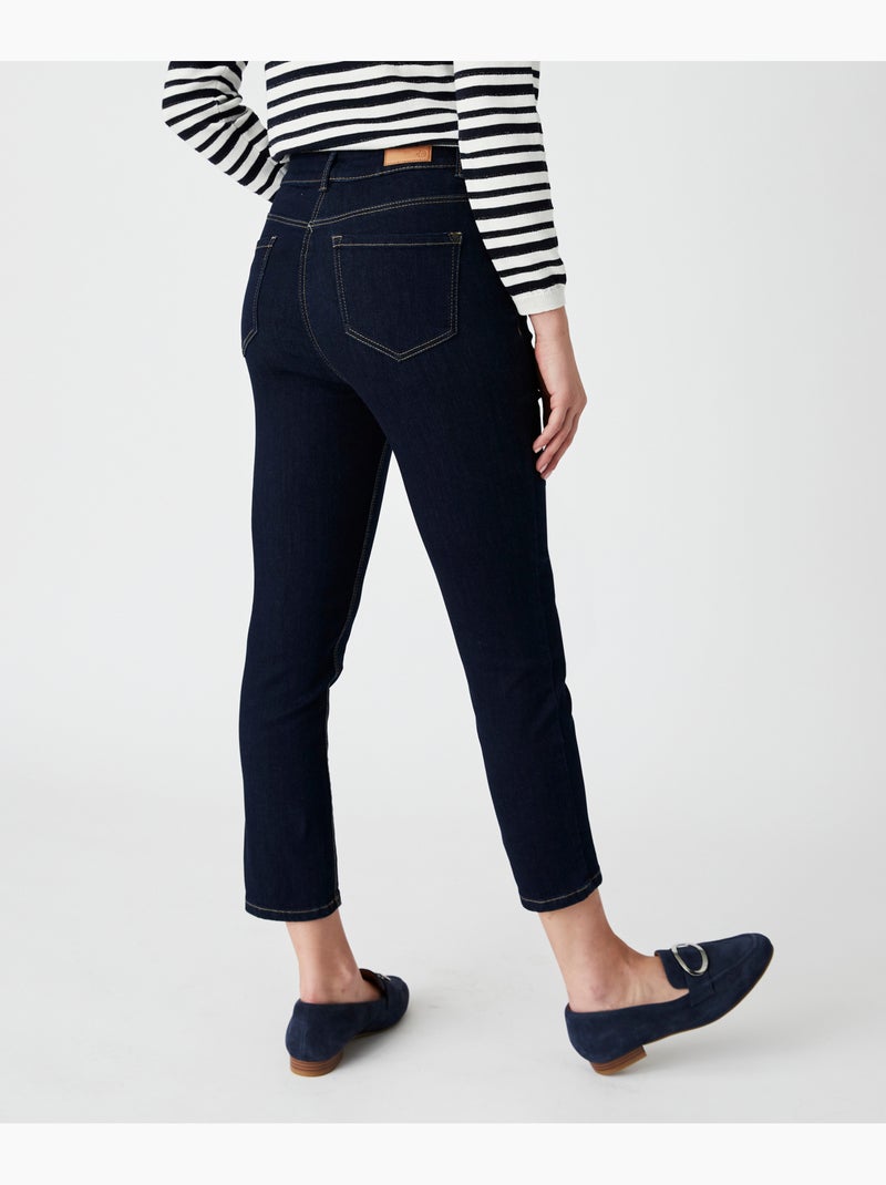 Jean slim 7/8ème 5 poches Perfect Fit by Damart - Damart Bleu nuit - Kiabi