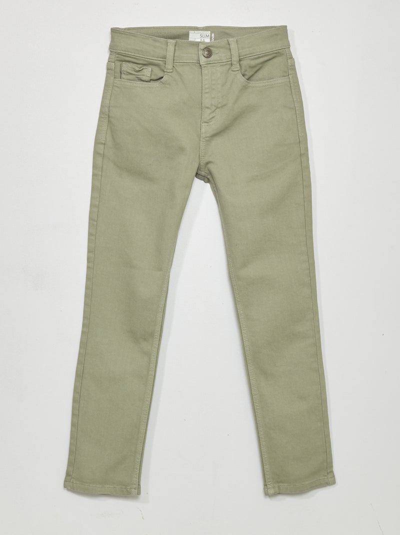 Jean slim à 5 poches Gris vert - Kiabi