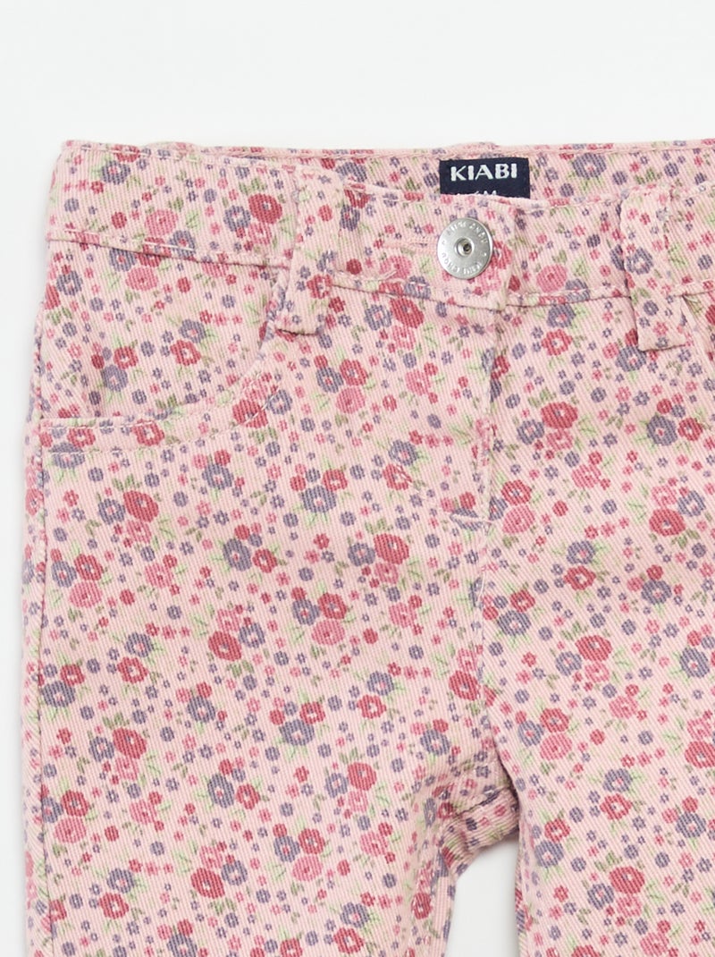 Jean slim à motif floral Violet - Kiabi