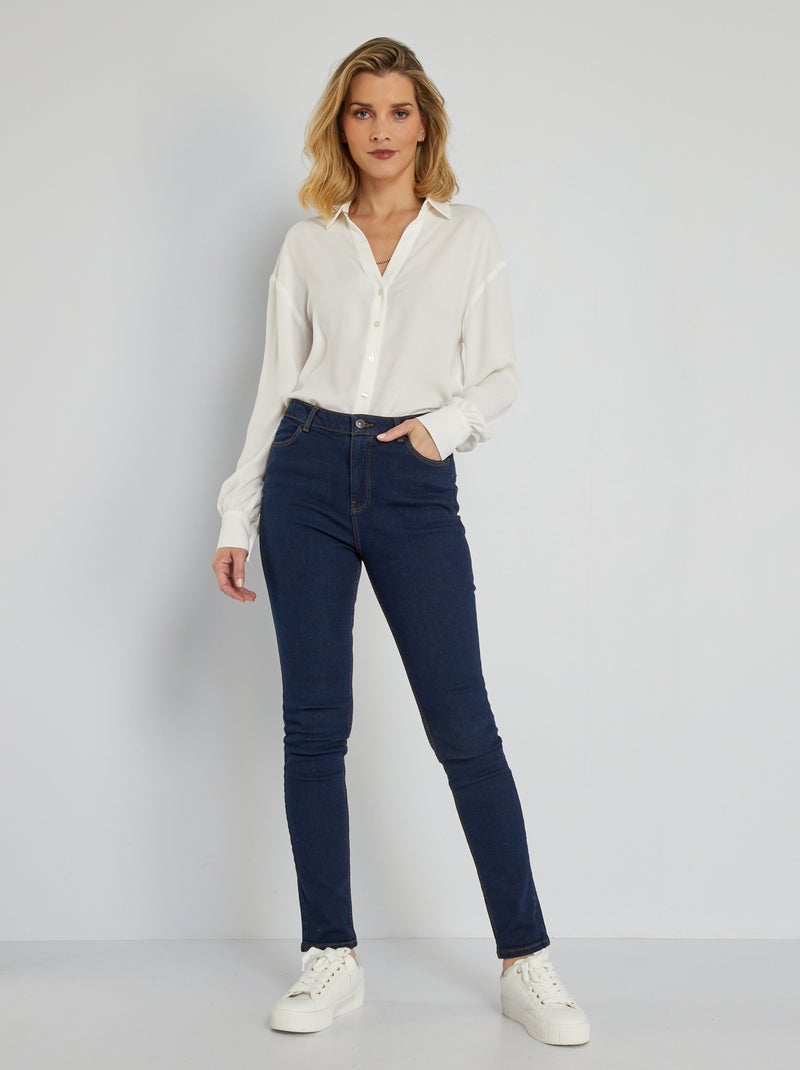 Jean slim à taille haute - L30 Bleu brut - Kiabi