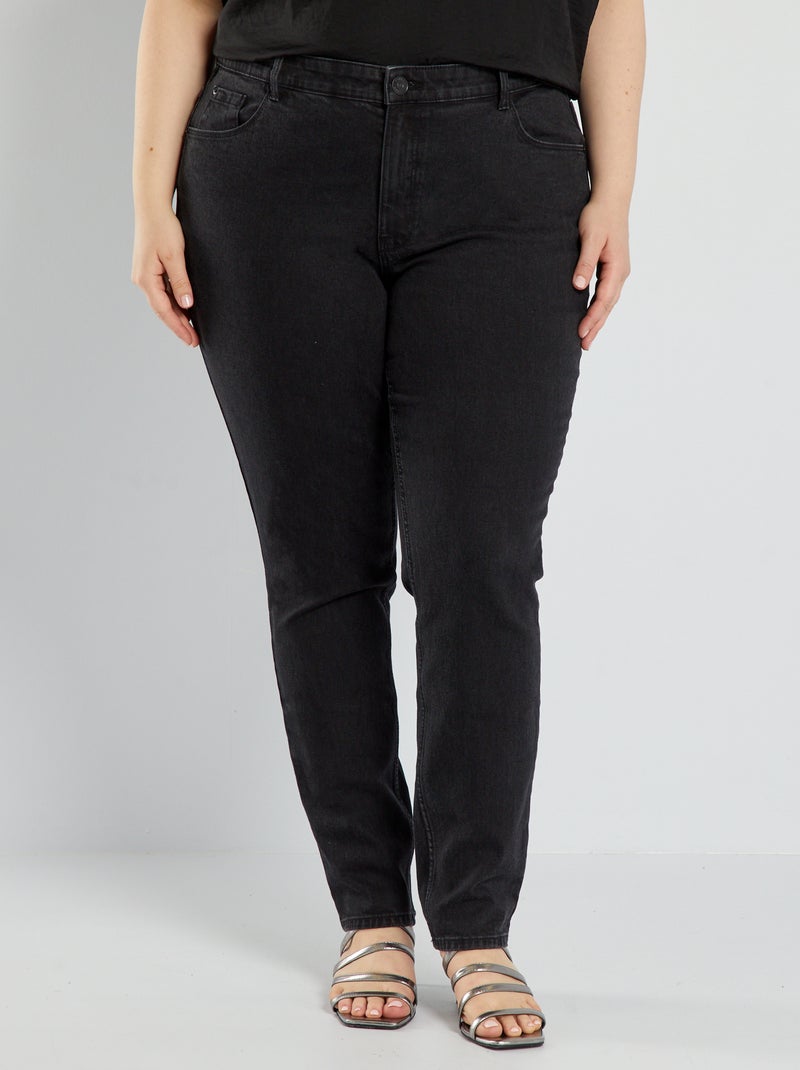 Jean slim à taille haute - L34 Noir - Kiabi
