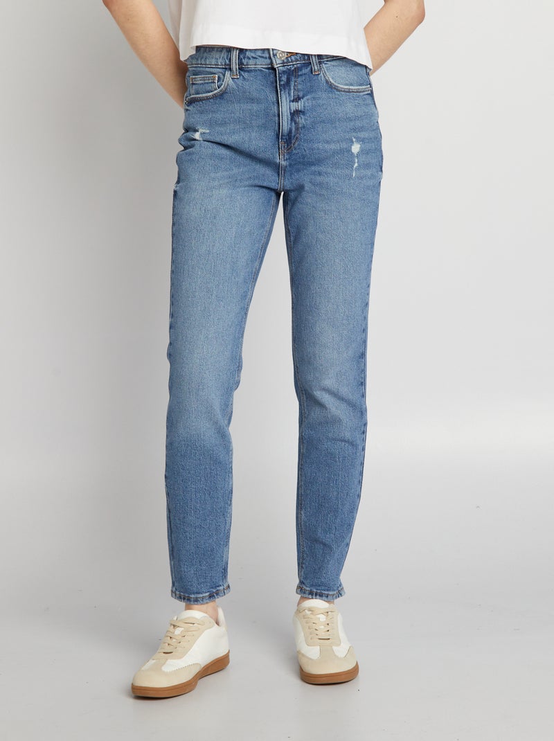 Jean slim à taille haute avec abrasions Stone - Kiabi