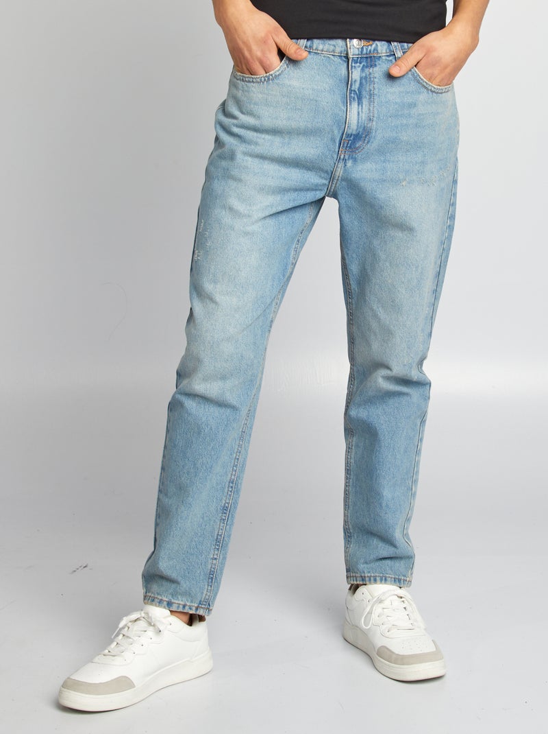 Jean slim avec abrasions fantaisies Bleu - Kiabi