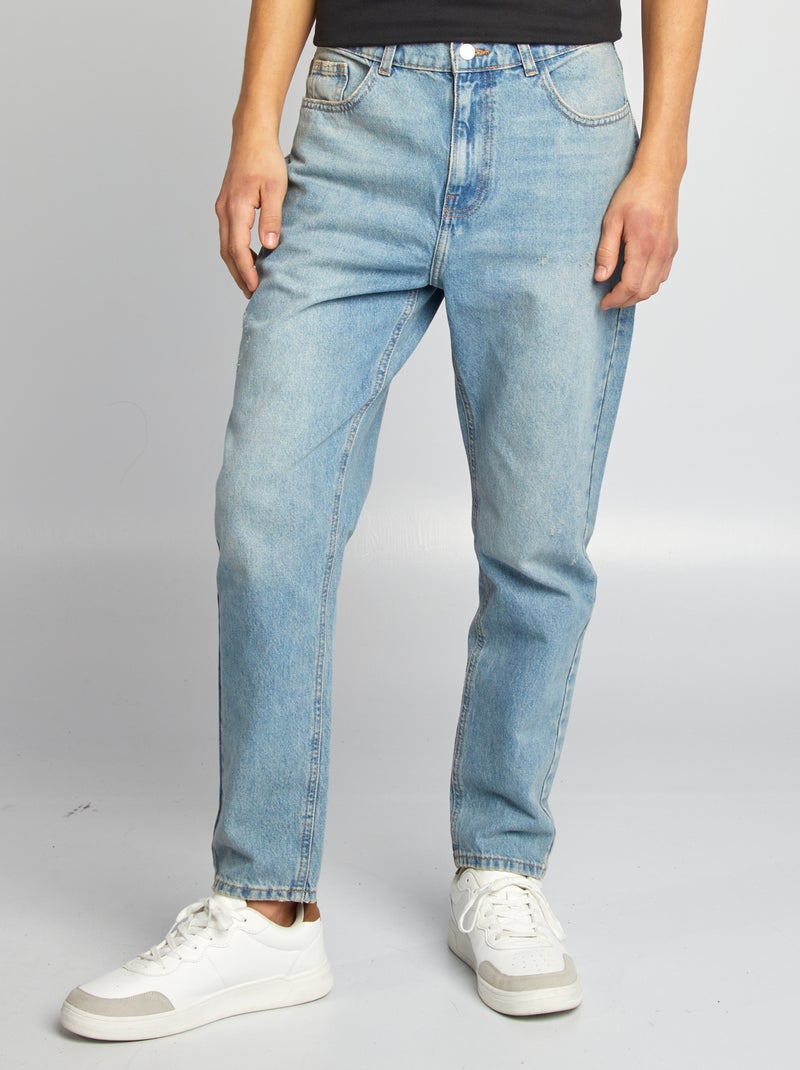 Jean slim avec abrasions fantaisies Bleu - Kiabi