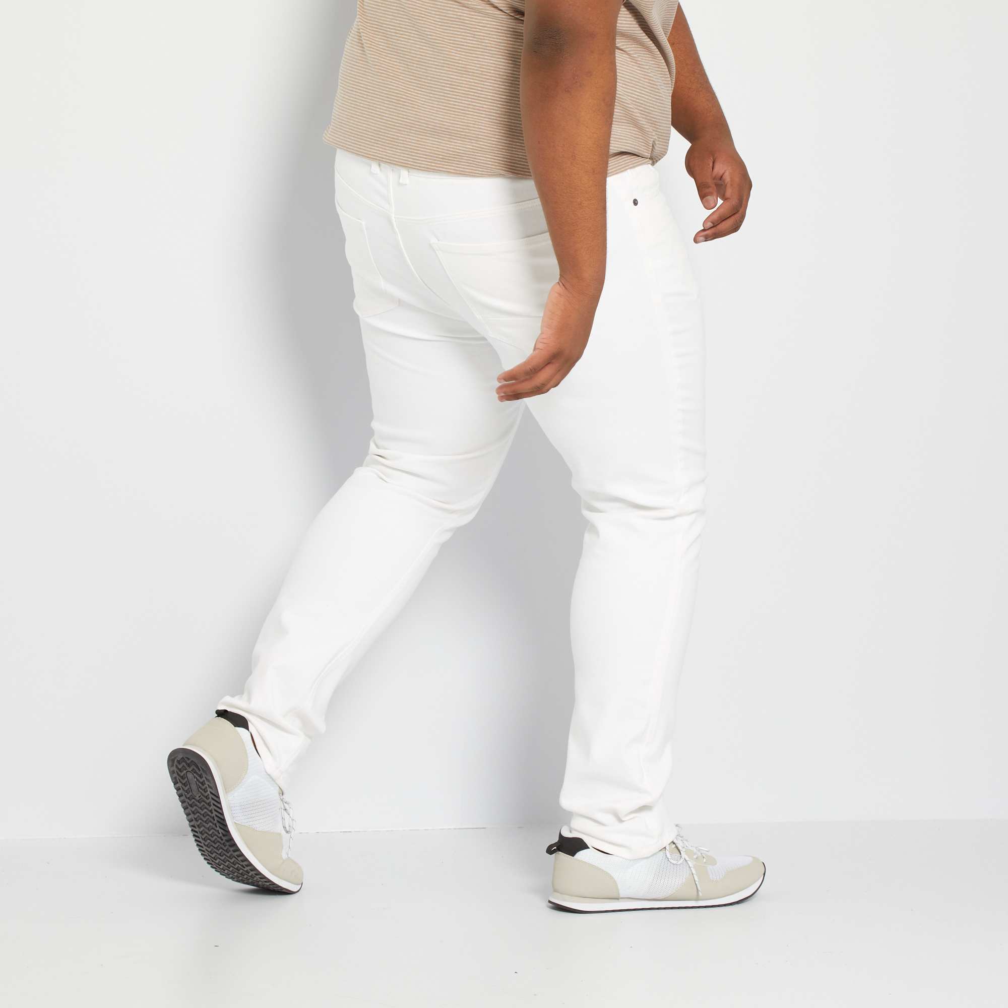 jean blanc homme large