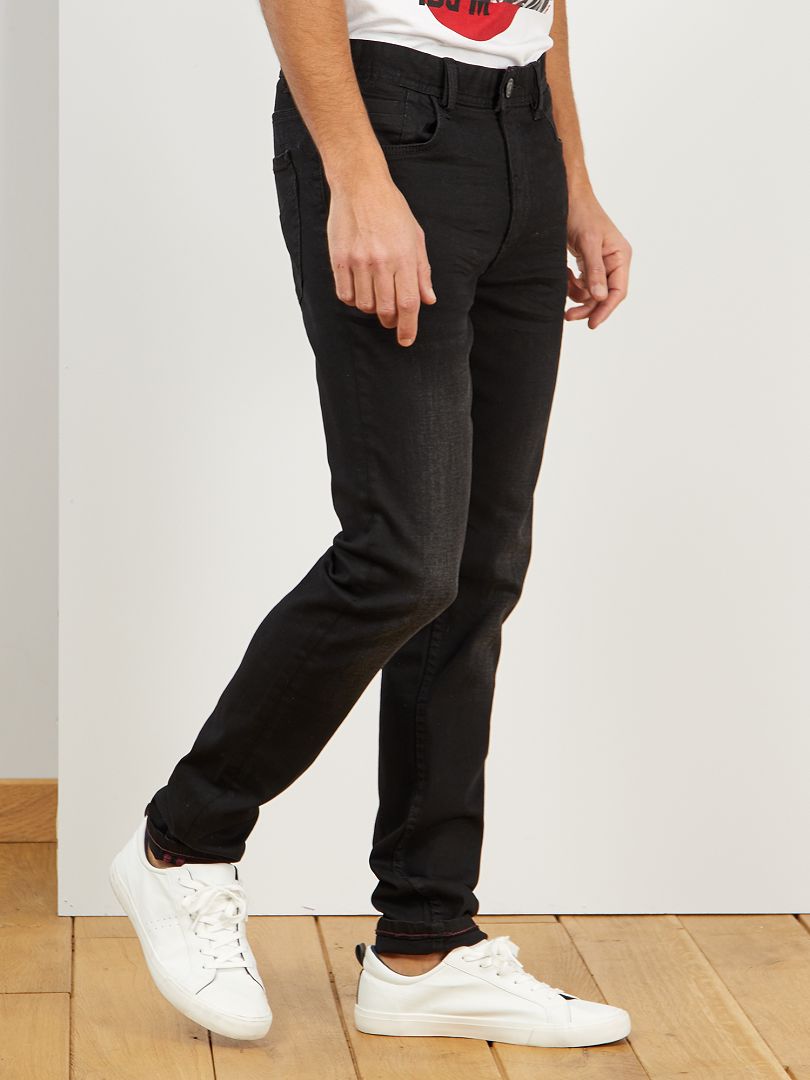Jean slim effet plissé - noir - Kiabi - 25.00€