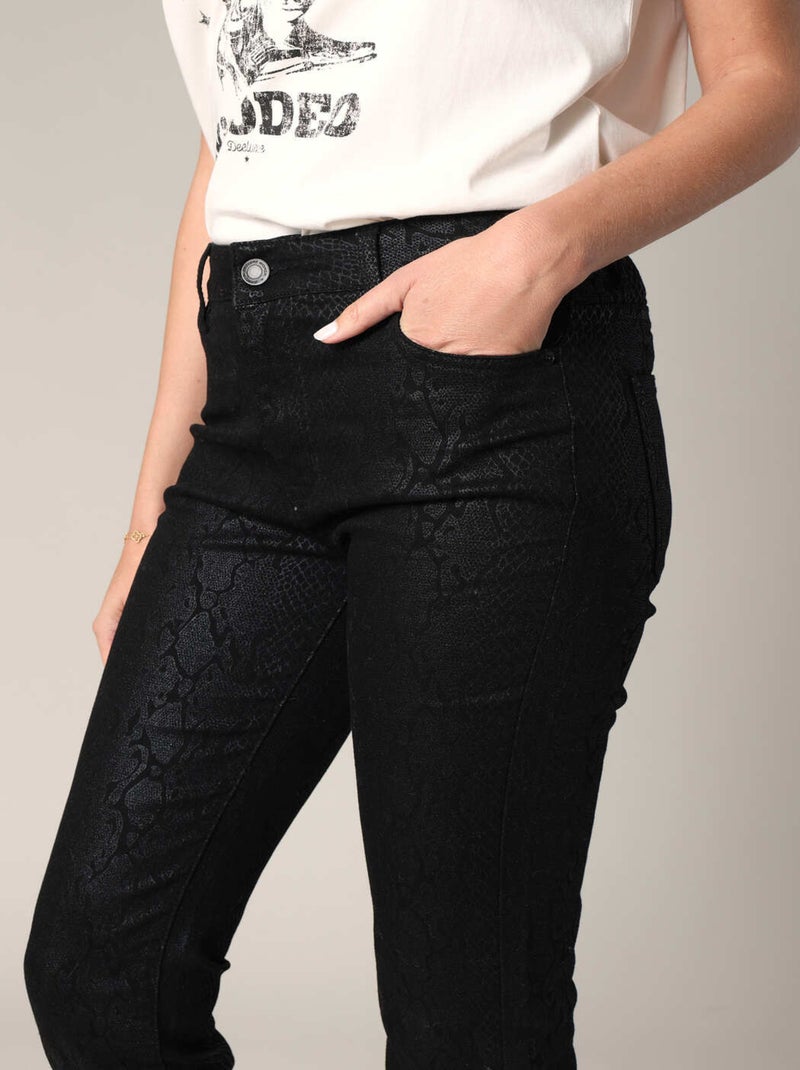 Jean slim imprimé python avec effet satiné 'Deeluxe' Noir - Kiabi