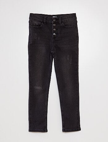 Jean slim avec taille ajustable - Noir - Kiabi - 15.00€