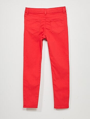 Jean Slim Fille Kiabi Taille 12 Ans | Rouge Clair, Taille Ajustable - Neuf Avec étiquettes