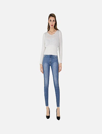 Jean slim sequin doré Kebello