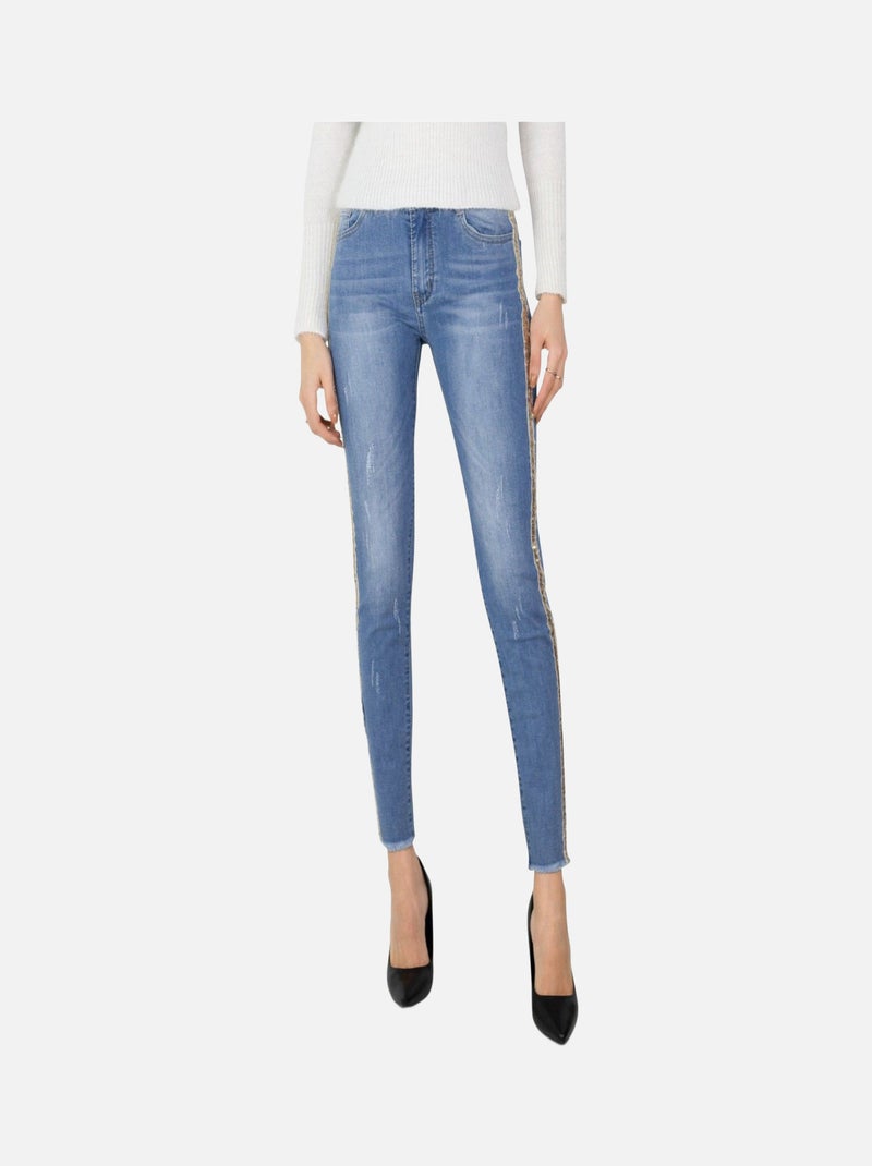 Jean slim sequin doré Kebello Bleu - Kiabi