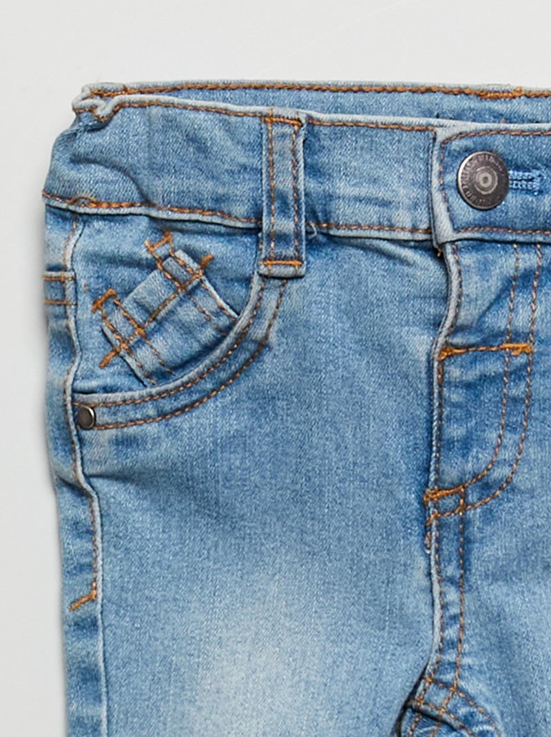 Jean slim stretch à taille ajustable Bleu clair - Kiabi