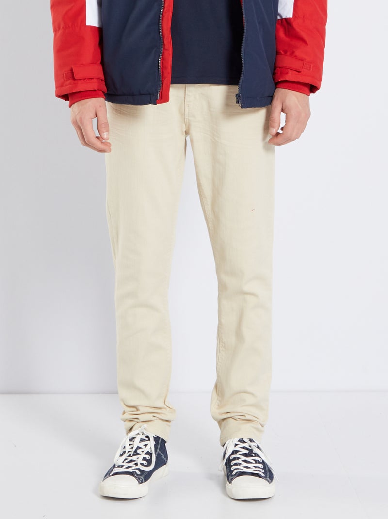 Jean slim stretch Beige - Kiabi