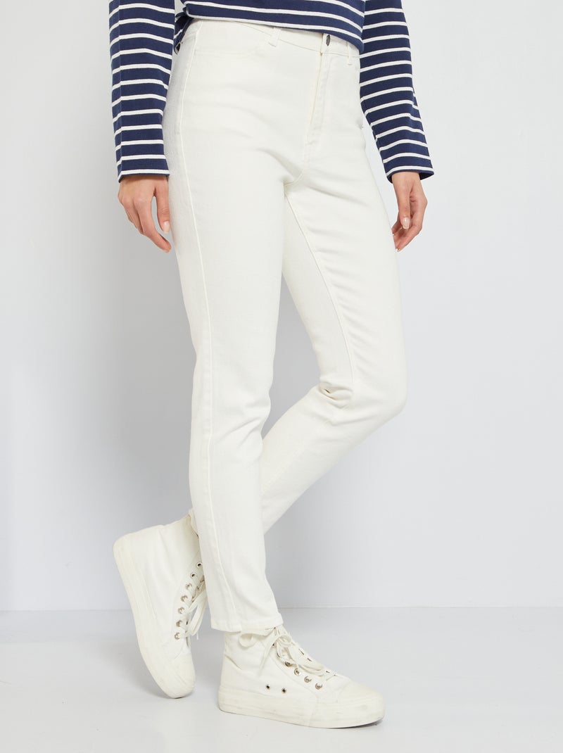 Jean slim taille haute - 34L Blanc - Kiabi