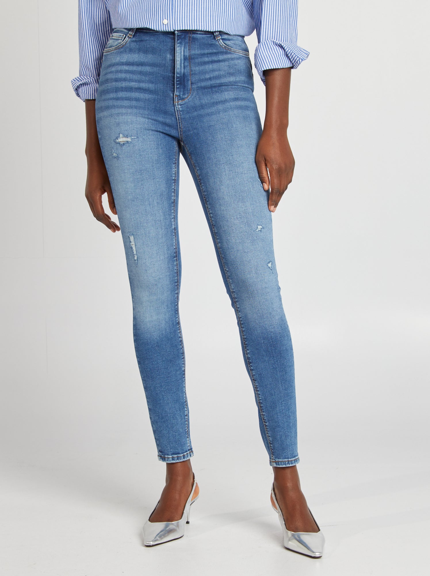 Jeggings Femme Taille Haute - Imitation Jean, Élastique, Coupe Slim - Pantalon Confortable Pour Quotidien, Sport - 3