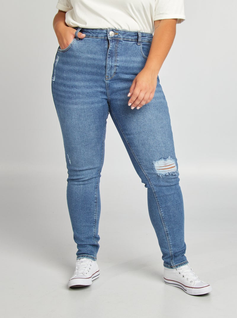 Jean slim taille haute Bleu - Kiabi