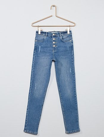Jean slim taille haute destroy