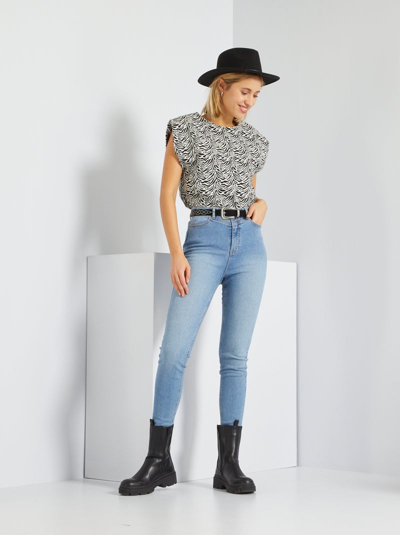 Jean slim taille haute L30 bleu - Kiabi