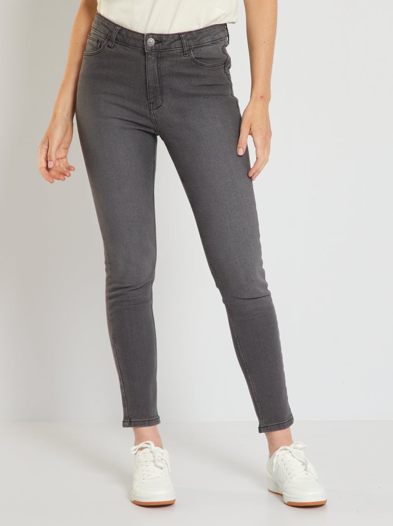Jean slim taille haute L30 Gris foncé - Kiabi