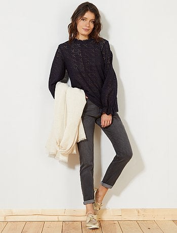 Jean slim taille haute longueur US28 - Kiabi