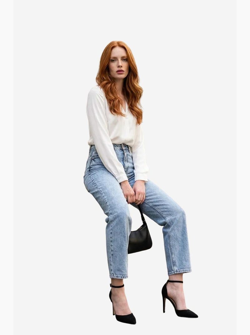 Jean slim taille haute my fashion Bleu clair - Kiabi