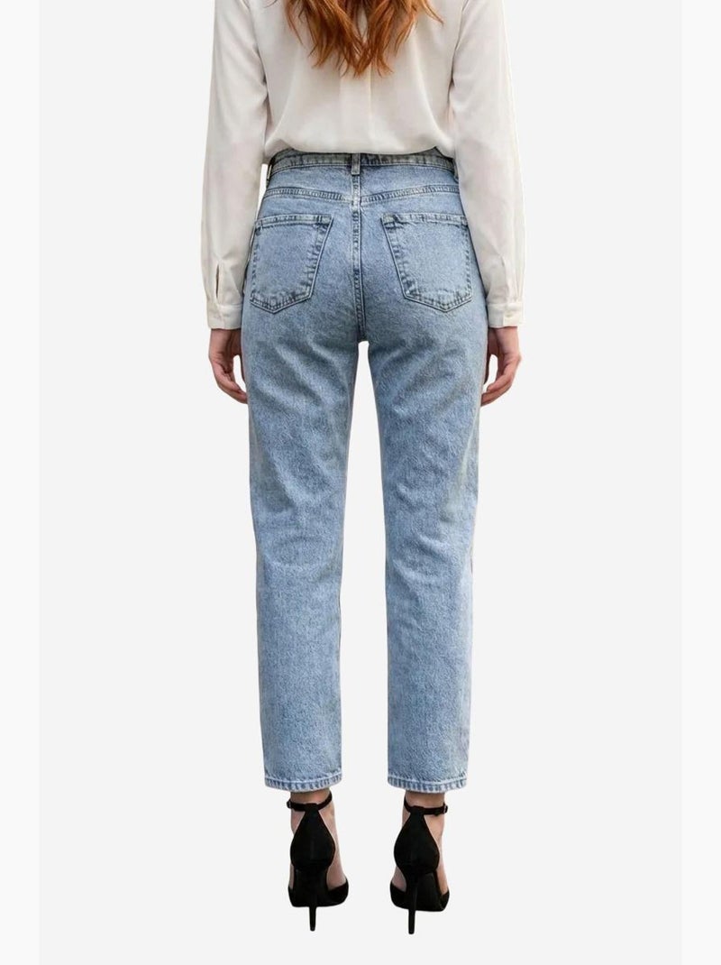 Jean slim taille haute my fashion Bleu clair - Kiabi