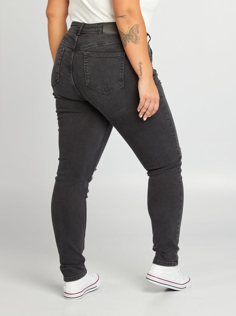 Jean slim taille haute Noir - Kiabi