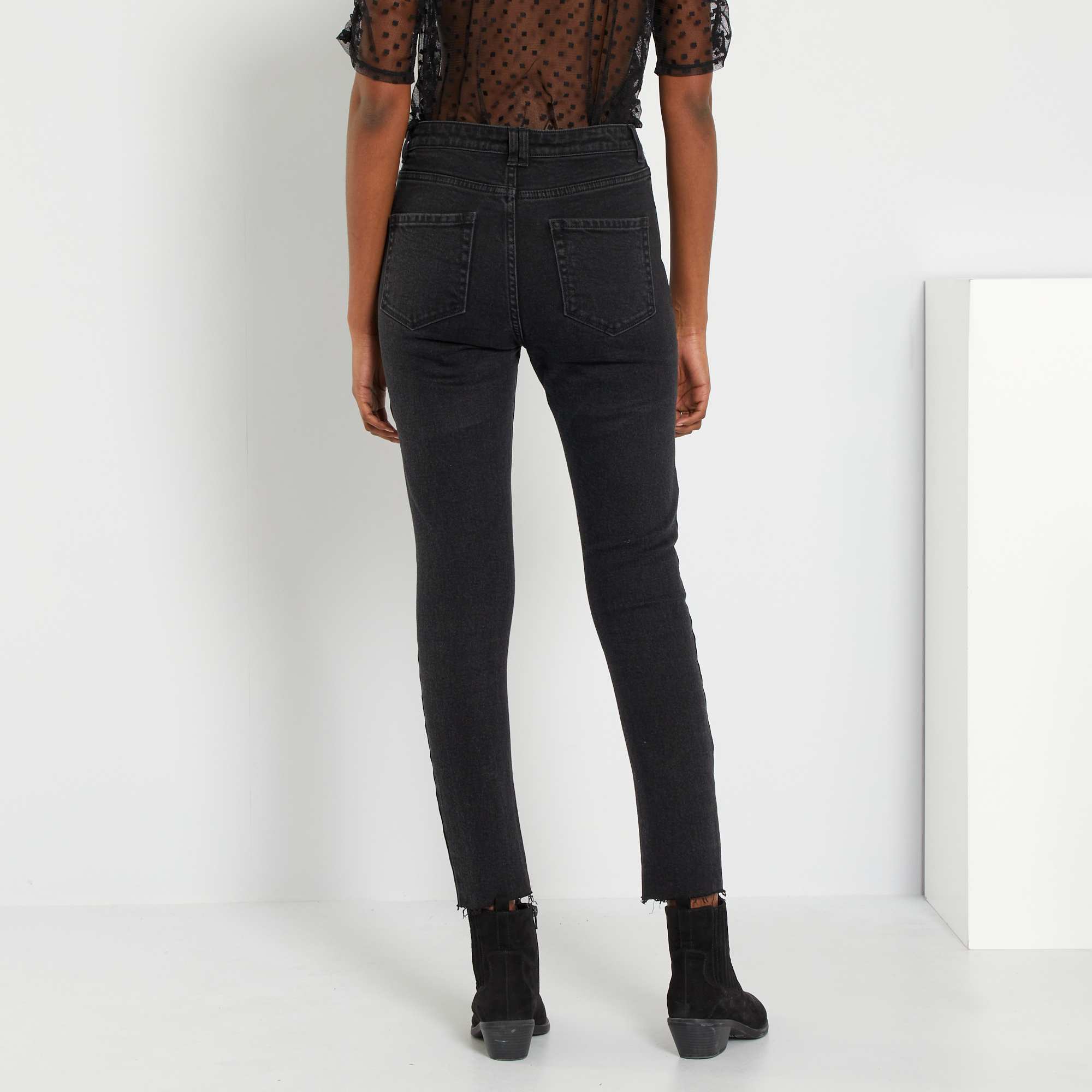 jean femme noir taille haute