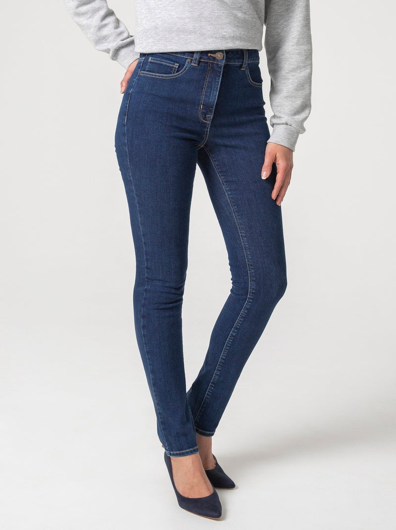 Jean slim taille haute Perfect Fit by Damart - Damart Bleu denim - Kiabi