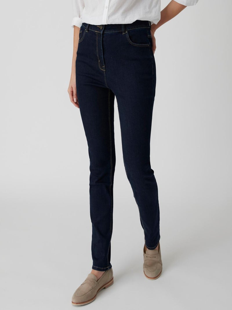 Jean slim taille haute Perfect Fit by Damart - Damart Bleu foncé - Kiabi