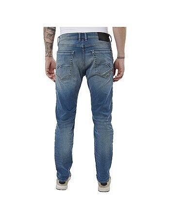 Jean stone délavé en coton mélangé avec une coupe slim un style 5 poches