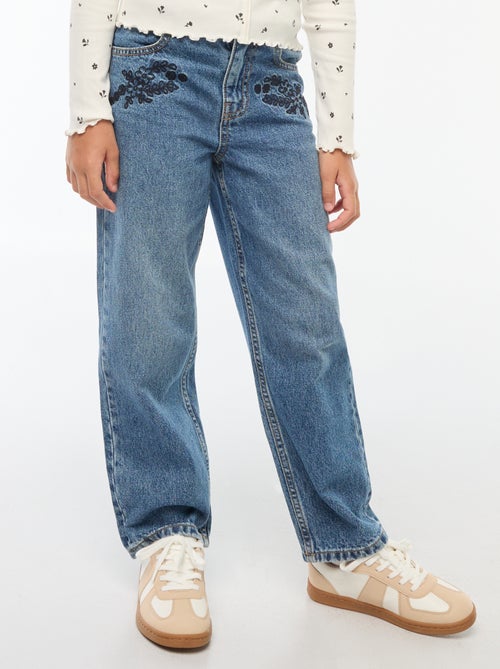 Jean straight avec broderies - Kiabi
